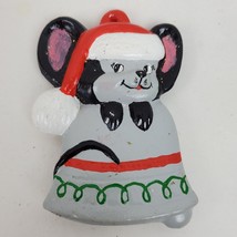 Vintage 1980 Christmas Ornament Hand Painted Mouse 3 Inch - £10.37 GBP