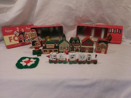 Wooden village 5 Pieces + Noel Candle Train in 2 Tins tree ornament Santa + - £17.86 GBP