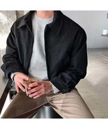 Men's Suede Jackets Autumn Retro Bomber Casual Jacket Fashion Vintage Short Flyi - $29.41 - $33.54