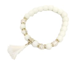 Handmade Bracelet Magical Powers Talisman Stretch ban Mixed Color White beads Ma - £5.89 GBP