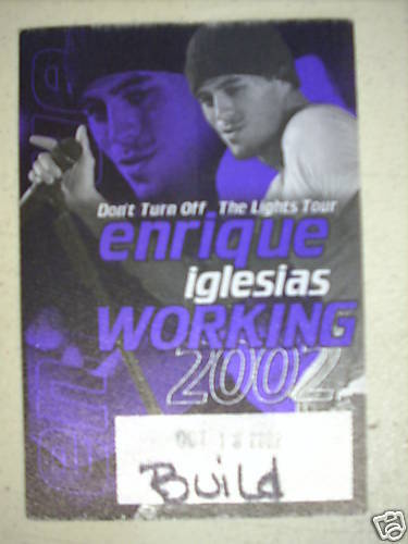 ENRIQUE IGLESIAS 2002 TOUR UNUSED BACKSTAGE PASS - $9.89