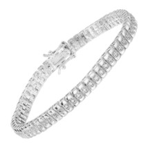 0.25 ct Simulated Diamond Line Bracelet in 14K White Gold Plated Brass, 7.25&quot; - £53.67 GBP