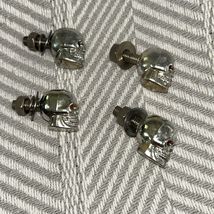 4 Evil Silver Skull with Beady Red Eyes- Metal Car License Plate Fastene... - $14.08