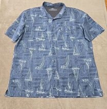 Croft Barrow Quick Dry Shirt Mens Size XL Blue Sailboat Fishing Boat Ven... - $18.76