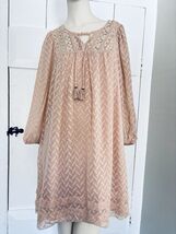 Anthropologie One September Anwen Mini Dress Women’s S Pink Chevron Peas... - $13.60