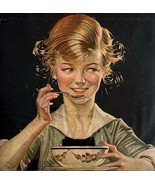 Kelloggs Toasted Corn Flakes 1915 Advertisement Girl Eats Cereal Lithogr... - €51,35 EUR