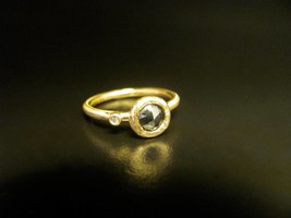 Diamonds ring. 14K solid yellow gold ring with Black diamond &amp; small White diamo - £551.55 GBP