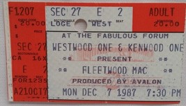 Fleetwood Mac / Stevie Nicks - Vintage Dec 7, 1987 Concert Ticket Stub - £7.99 GBP