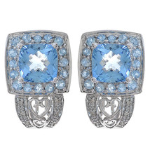 Authenticity Guarantee 
4.00 Carat Blue Topaz And 0.10 Carat Diamond Earrings... - £578.66 GBP