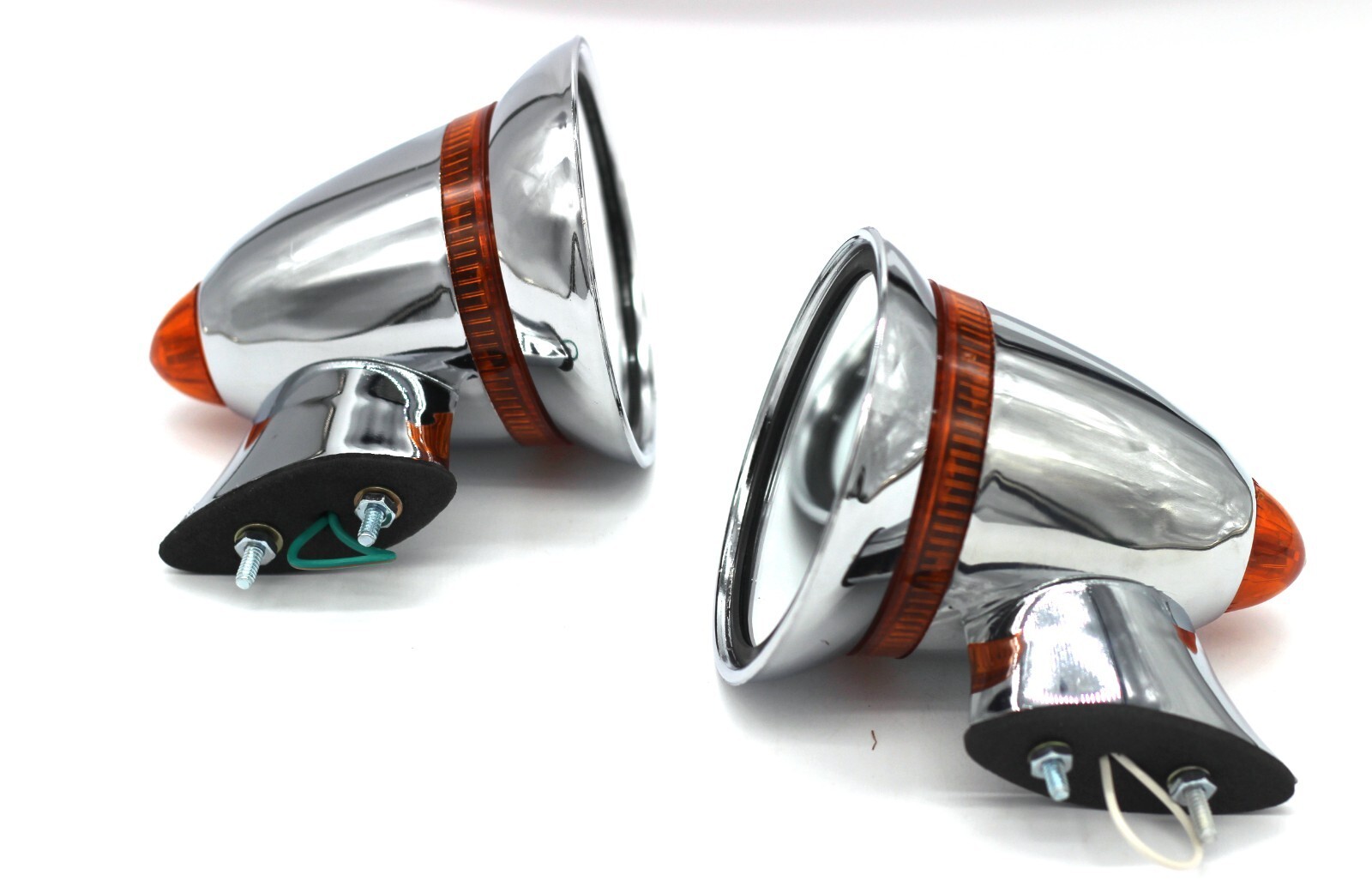 GT Style Race Bullet Outside Sports Mirrors Hot Rat Street Rod Plastic LED Item image 6
