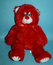 National Prize &amp; Toy Red Plush Teddy Bear 12&quot; White Feet Soft Stuffed Sewn Eyes - £9.95 GBP