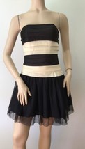 NEW FAVIANA Junior Tiered French Vanilla/Black Tulle Hem Mini Dress (Size 2) - £47.92 GBP