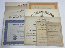 Lot of 9 Vintage Award Certificates &amp; 1950-53 School Report Cards - £11.74 GBP