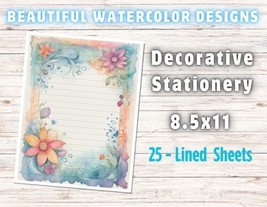 WHIMSY -25 Sheets Watercolor Design Decorative Paper Letter Writing Paper #025 - $15.00