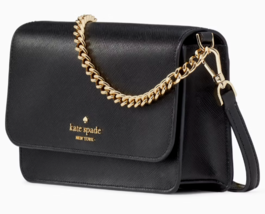 Kate Spade Madison Flap Crossbody Bag Black Leather Chain Purse KC586 NW... - £77.84 GBP