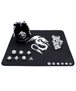 D20 Metal Dice Set for D&amp;D with Play Mat, Dice Bag and Counters - White - $744.47 MXN