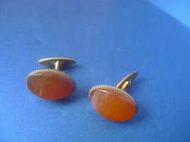 r10 Vintage USSR Soviet Jewelry Baltic Amber gemstone Gems Cufflinks by YAK - £32.72 GBP