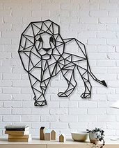 LaModaHome Lion Designed Geometric Shaped Metal Table Decorative Wall Decor Blac - £44.03 GBP