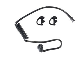 2 Black Right Medium earmold Black Coiled Acoustic Tube Motorola  Mic He... - $12.86