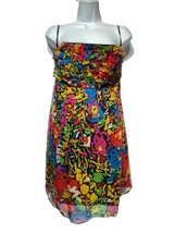 betsey johnson 100% silk sleeveless bright blouson Mini punk 70&#39;s dress Size 8 - £35.47 GBP