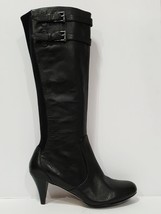 Cole Haan D35904 Black Leather Suede Heel Boot Buckle High Zipper Air 10... - $110.00