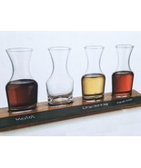 Wine Tasting Flight Set 4 Decanter Glasses w Chalkboard Wood Serving Bas... - £18.66 GBP