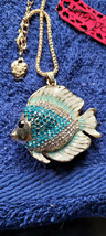New Betsey Johnson Necklace Fish Ick Blue Troical Collectible Decorative Nice - £11.98 GBP