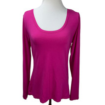 Lucy Pink Solid Pima Cotton Trapeze Long Sleeve Knit Top Size M Workout T-Shirt - £12.08 GBP