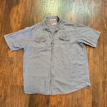 Wrangler Mens Shirt XL Gray Collared Short Sleeve Button Up Casual Pocket - £11.48 GBP