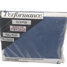 Vintage Performance Springs Full Flat Sheet Percale No Iron Dark Blue 50 50 NIP - £12.45 GBP
