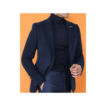 Mens Suit Turkey Flannel Jacket Peak Lapel One Button 20-02 Navy Wessi JValintin image 9