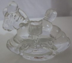 Glass rocking horse candle holder Christmas table top decor exc. condition clear - £7.99 GBP