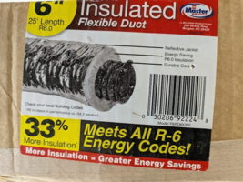 Master Flow 6 in. x 25 ft. Insulated Flexible Duct R6 Silver Jacket F61F... - $39.19