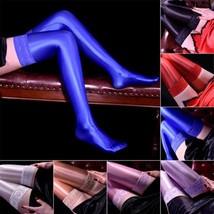 Satin Strümpfe Stockings Silikon Halterlose Glänzend Wetlook Clubwear Ov... - £10.84 GBP