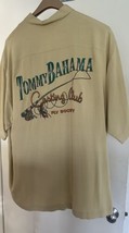 NWT Tommy Bahama Shirt Beige Embroidered Casting Club Fly Society Fly Fishing - $128.69