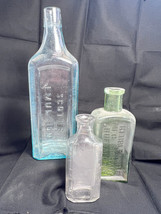Scotts Emulsion Hebblewhite Bottle Lot Of 3 Green Aqua Clear Apothecary Bottles - £23.88 GBP