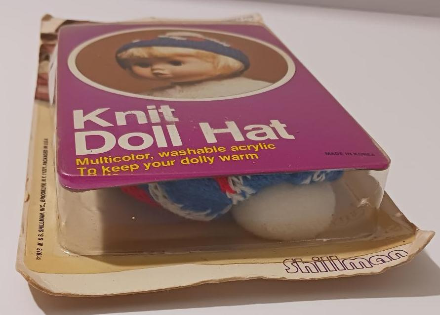 Image 1 of Vintage 1970s Shillman Baby Doll Knit Hat Boy Girl 19 Inch Winter Attire