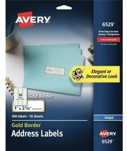 Avery 1 x 2-5/8 Inkjet Metallic Gold Border 150 Address Labels 5 Sheets ... - €7,70 EUR