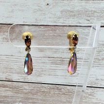 Vintage Clip On Earrings Dainty Multi Colored Beaded Dangle - £10.95 GBP