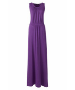 Lands End Women&#39;s Sleeveless Shirred Maxi Dress Perfect Purple New - £31.72 GBP+