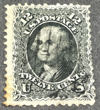 U.S. 1861-62 Postage Stamp #69 Black 12c Used Never Hinged Grid Cancel - $55.00