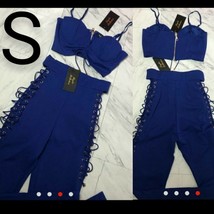 Royal Blue Sexy Top &amp; Pants Luxury Set~Size S NWOT - £34.41 GBP