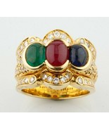 Zaffiro Blu, Rubino, Smeraldo e Diamante 18k Oro Giallo Cocktail Misura ... - €4.934,89 EUR Zaffiro Blu, Rubino, Smeraldo e Diamante 18k Oro Giallo Cocktail Misura ... - €4.934,89 EUR