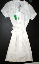 New Womens Adam Lippes NWT White Dress 8 Cotton Button Down Belted Desig... - $841.50