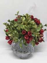 GANZ Crystal Kissing Ball Ornament With Red Berries And Mistletoe Xmas Small - £18.60 GBP