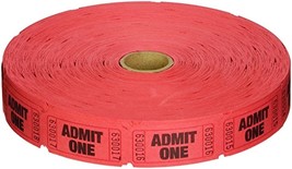 Red ADMIT ONE 2000 single Numbered TICKETS Roll admission door raffle PM... - $403.07 MXN