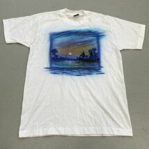 Vintage Fishing Shirt Mens Large Outdoors Wildlife Nature Tee 20x28 Airbrush - £15.02 GBP