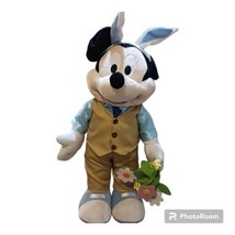 Walt Disney Gemmy Easter Mickey Mouse Standing Porch Greeter Plush 21” Flowers   - $50.77