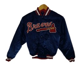 Vintage Atlanta Braves Youth Jacket Size Medium Blue Starter Diamond Col... - $59.99