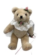 Plush Bride Teddy Bear 12&quot; Wedding Outfit Jewelry Bouquet Posable Arms L... - £19.46 GBP